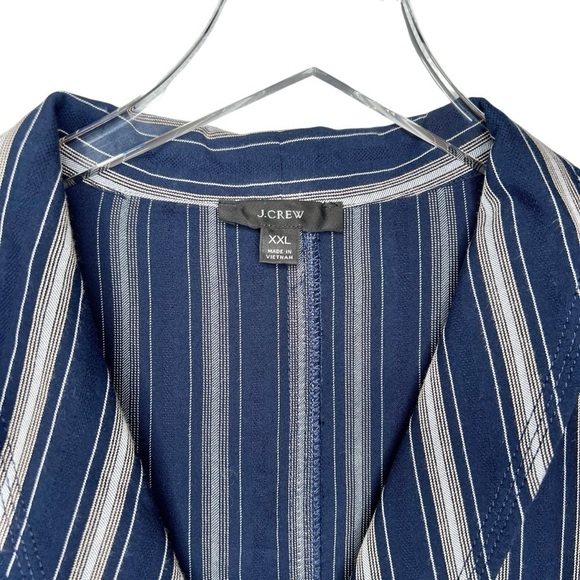 J. Crew Navy Striped Women’s Wrap Front Light Weight Jacket Sz 2x - Picture 3 of 10